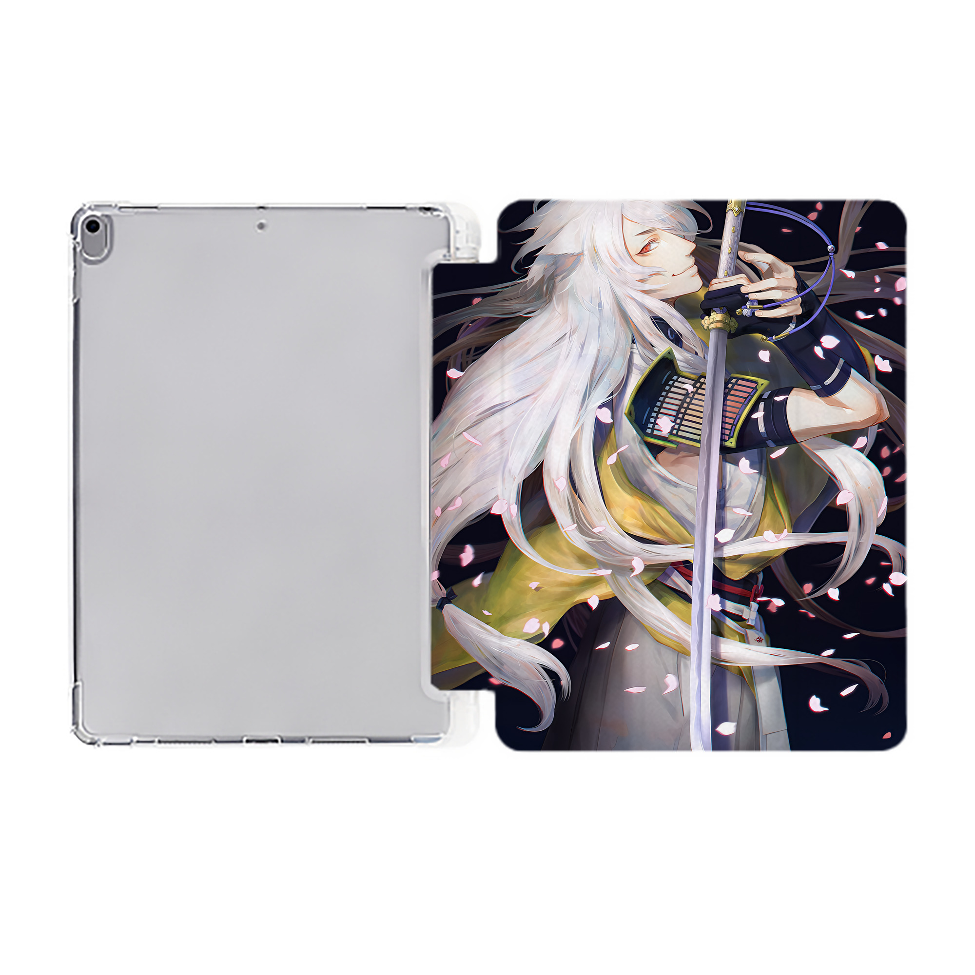 （画像用） 刀剣乱舞 Touken Ranbu IPad ケース ペン収納付き 三つ折りスタンド PUレザー×シリコン 対応機種9.5/10.5/10.9インチ